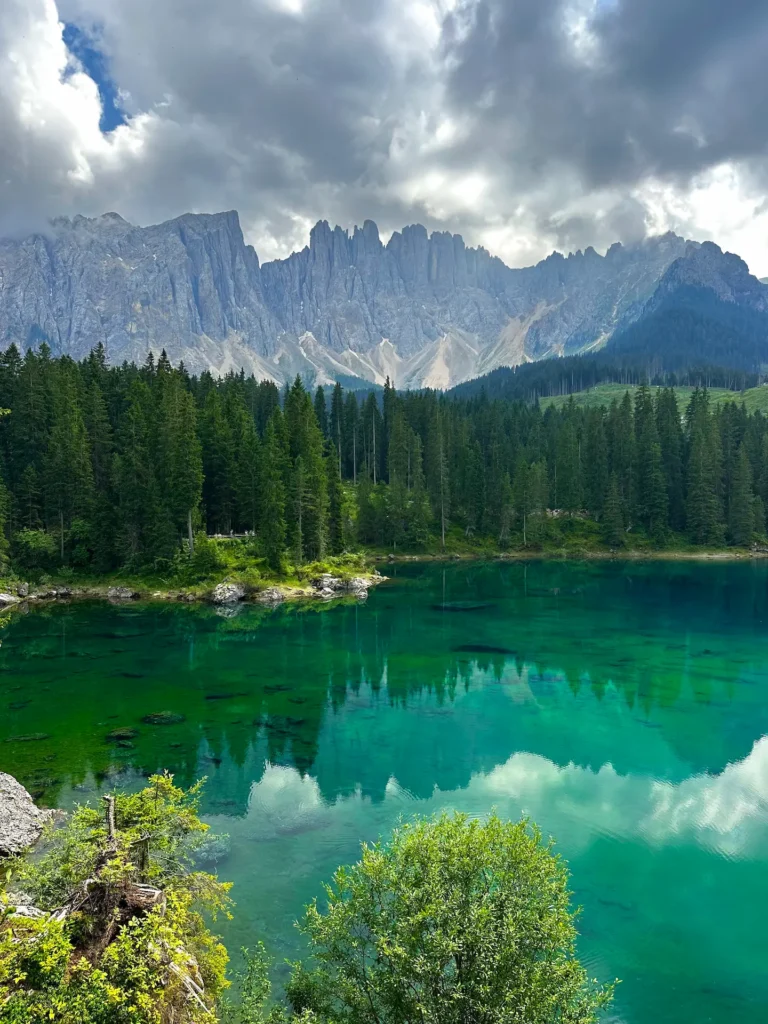 Lake Carezza – scenic view in the Italian Alps